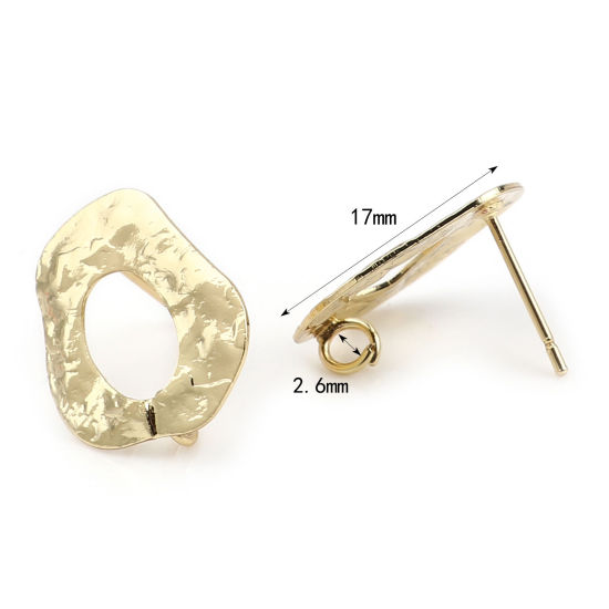 Image de Boucles d'Oreilles Puces Irrégulier Or avec Boucle 17mm x 15mm, Epaisseur de Fil: (21 gauge), 4 Pcs