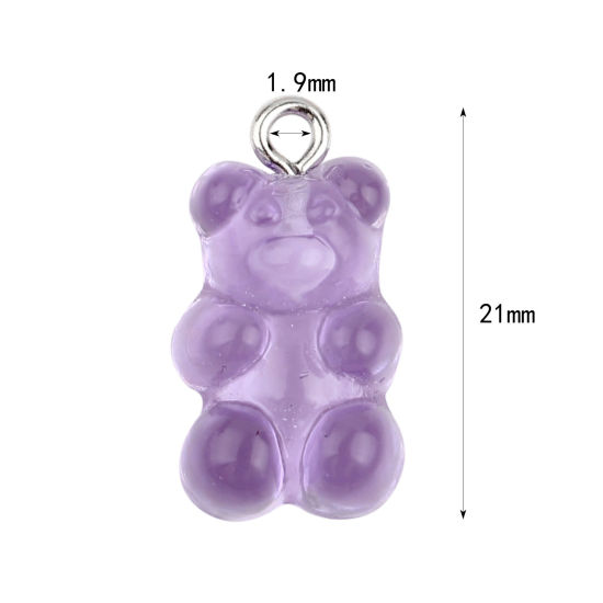 アクリル チャーム クマ 紫 21mm x 11mm、 20 個 の画像