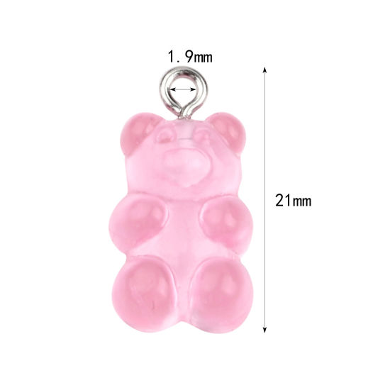 アクリル チャーム クマ ピンク 21mm x 11mm、 20 個 の画像