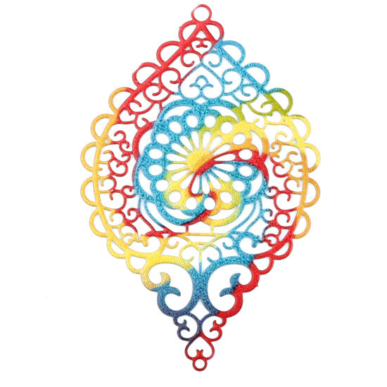 Image de Pendentifs Estampe en Filigrane en Alliage de Fer Marquise Multicolore Spirale 58mm x 38mm, 5 Pcs