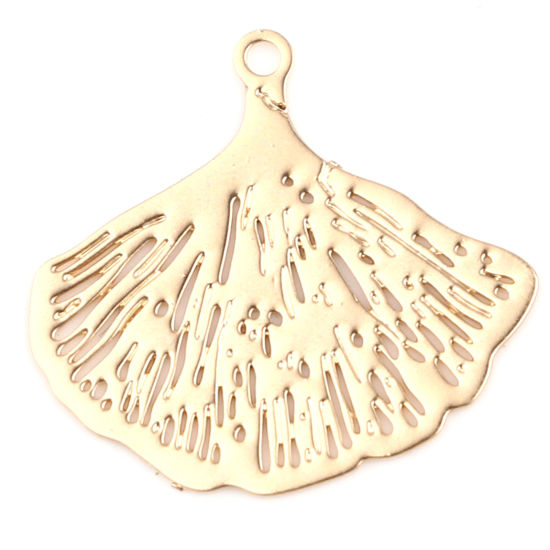 Image de Breloques Estampe en Filigrane en Laiton Feuille de Ginkgo Plaqué Or KC 17mm x 16mm, 20 Pcs