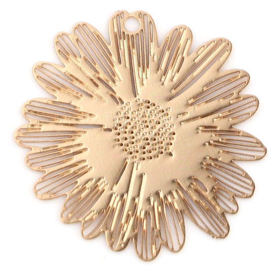 Image de Breloques Estampe en Filigrane en Laiton Fleur Plaqué Or KC 21mm x 20mm, 20 Pcs