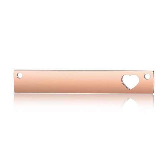 Image de Connecteurs en Acier Inoxydable Rectangle Or Rose Pouvoir Graver sur Espace Blanc 36mm x 6mm, 1 Pièce