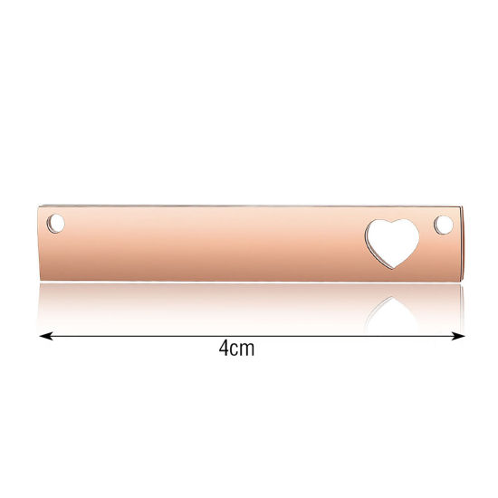 Image de Connecteurs Pendentifs BreloquesÉtiquettes d'Estampage Vierges en Acier Inoxydable Rectangle Or Rose Polissage Miroir 40mm x 7mm, 1 Pièce