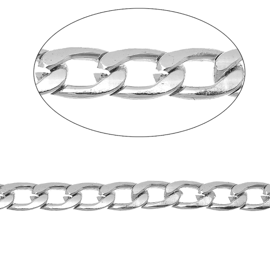 2 メートル アルミ 喜平チェーン シルバートーン 10x6mm、 の画像