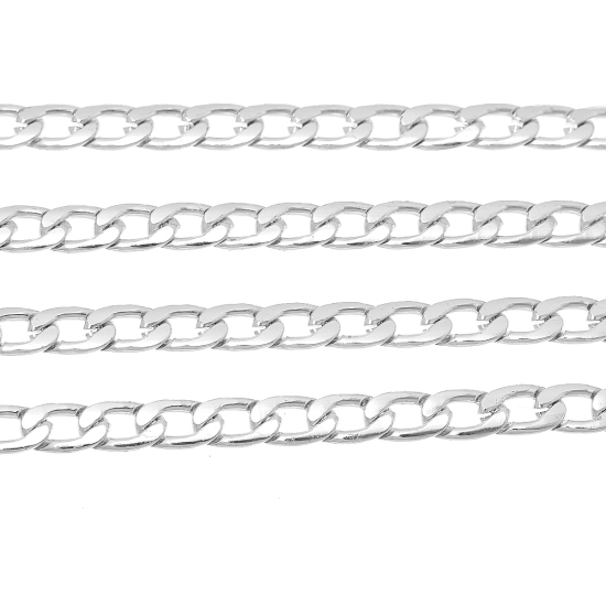 2 メートル アルミ 喜平チェーン シルバートーン 10x6mm、 の画像