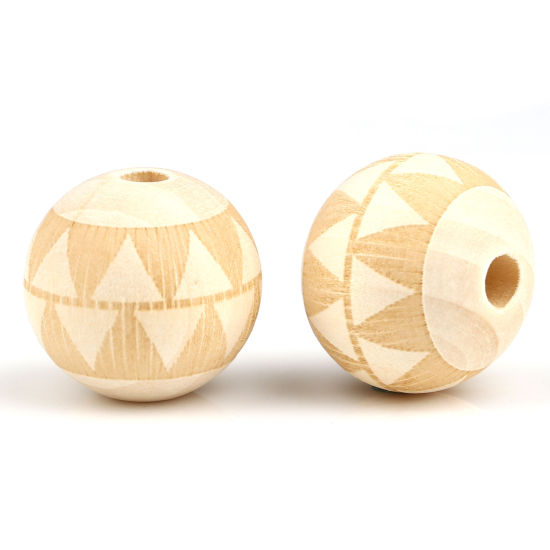 Image de Perles en Bois Rond Couleur Naturelle Triangle 16mm Dia, Trou: env. 4.1mm, 20 Pcs