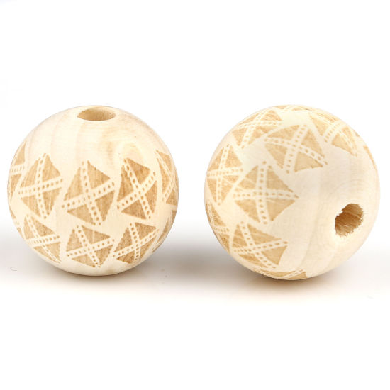 Image de Perles en Bois Rond Couleur Naturelle Losanges 16mm Dia, Trou: env. 4.1mm, 20 Pcs