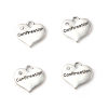 Picture of Zinc Based Alloy Charms Heart Antique Silver Color Message " Confirmation " Clear Rhinestone 16mm x 15mm, 10 PCs
