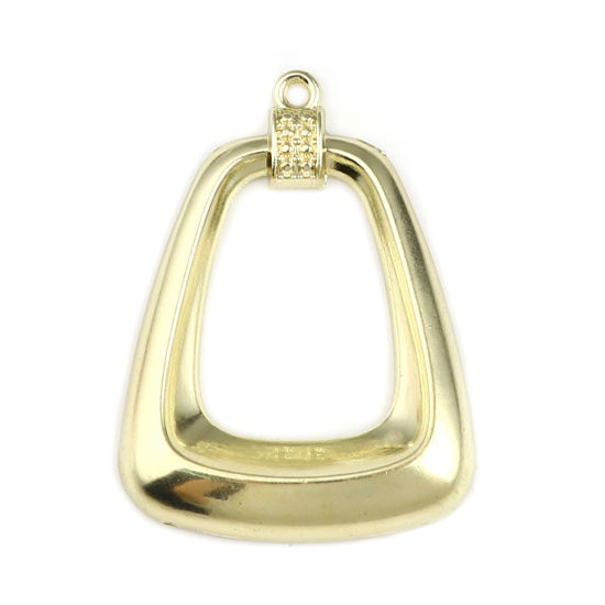 Picture of Zinc Based Alloy Pendants Trapezoid Gold Plated 40mm x 30mm, 5 PCs