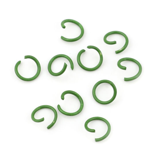 100 個 10mm 直径、 1.3mm（16号） 合金 丸カン 丸カン 緑 円形 の画像