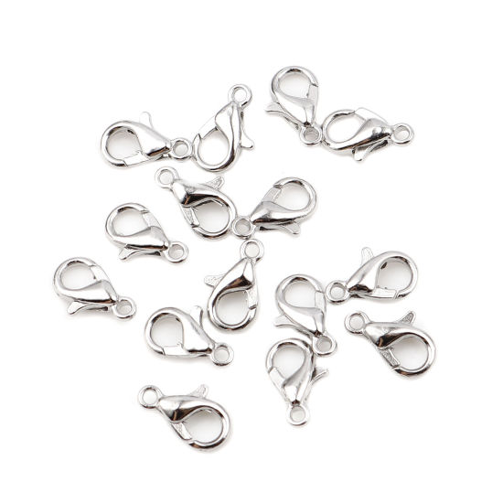 亜鉛合金 アクセサリーパーツ・金具 カニカン シルバートーン 10mm x 5mm、 20 個 の画像