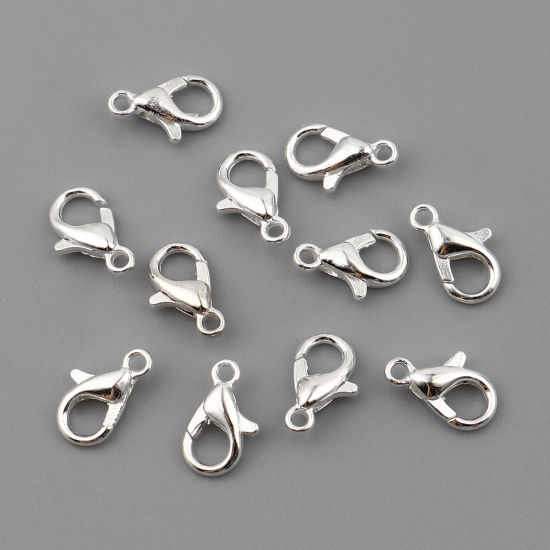亜鉛合金 アクセサリーパーツ・金具 カニカン 銀メッキ 10mm x 5mm、 20 個 の画像