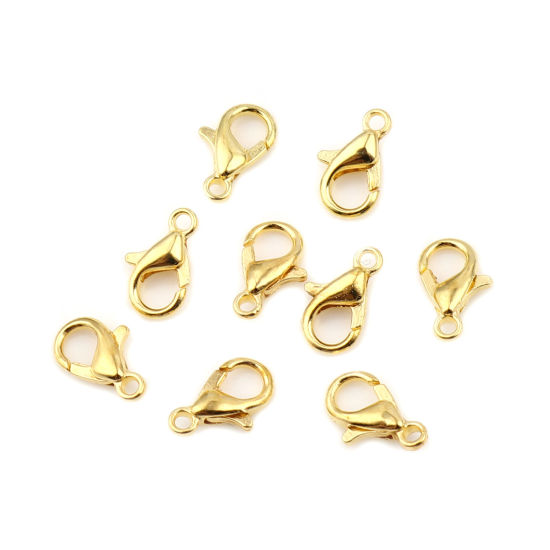 亜鉛合金 アクセサリーパーツ・金具 カニカン 金メッキ 10mm x 5mm、 20 個 の画像