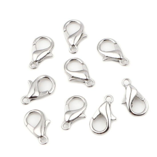 亜鉛合金 アクセサリーパーツ・金具 カニカン シルバートーン 12mm x 7mm、 20 個 の画像