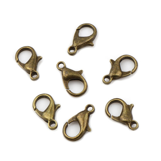 亜鉛合金 アクセサリーパーツ・金具 カニカン 銅古美 14mm x 8mm、 20 個 の画像