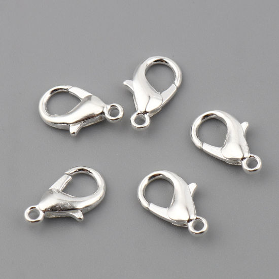 亜鉛合金 アクセサリーパーツ・金具 カニカン 銀メッキ 14mm x 8mm、 20 個 の画像