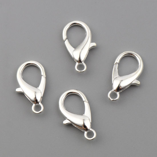 亜鉛合金 アクセサリーパーツ・金具 カニカン 銀メッキ 21mm x 11mm、 20 個 の画像