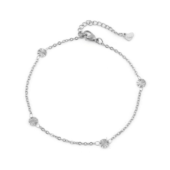 Image de Chaînes de Cheville Élégant en 304 Acier Inoxydable Argent Mat Rond 23.5cm long, 1 Pièce