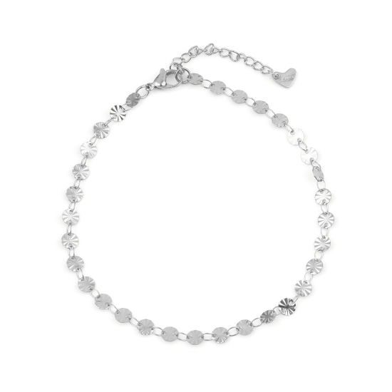 Image de Chaînes de Cheville Élégant en 304 Acier Inoxydable Argent Mat Rond 25cm long, 1 Pièce