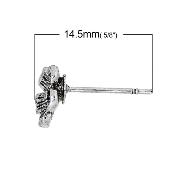 亜鉛合金 イヤリング 梅 銀古美 イヤリング用カバー付き 8mm x 8mm、 2 個 の画像