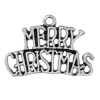 Picture of Zinc Metal Alloy Charms Message " Merry Christmas " Antique Silver Color 25mm(1") x 17mm( 5/8"), 10 PCs