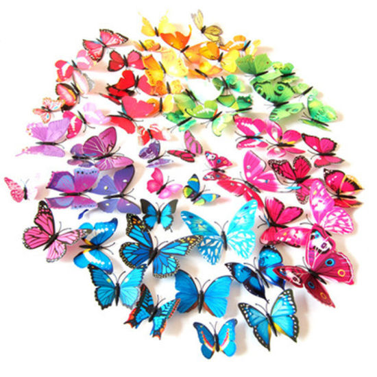 Image de Aimant Frigo en PVC Papillon Éthéré Fuchsia Magnétique 12cm x9.1cm - 5.9cm x4.5cm, 1 Paquet ( 12 Pcs/Paquet)