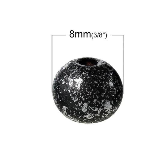 ひのき スペーサ ビーズ 円形 黒 約 8mm直径、 500 個 の画像