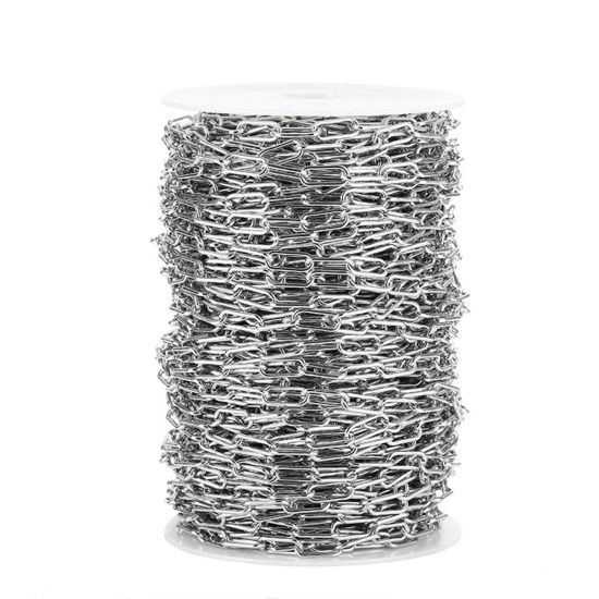 1 メートル ステンレス鋼 小豆チェーン・あづきチェーン手作り DIY ジュエリーアクセサリー作りのパーツ 楕円形 シルバートーン 12x4mm、 の画像