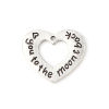 Picture of Zinc Based Alloy Charms Heart Antique Silver Color Message " Love You To The Moon And Back " 23mm x 20mm, 10 PCs