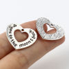 Picture of Zinc Based Alloy Charms Heart Antique Silver Color Message " Love You To The Moon And Back " 23mm x 20mm, 10 PCs