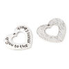 Picture of Zinc Based Alloy Charms Heart Antique Silver Color Message " Love You To The Moon And Back " 23mm x 20mm, 10 PCs