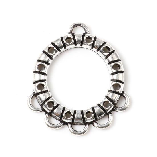 Picture of Zinc Based Alloy Connectors Circle Ring Antique Silver Color Circle 28mm x 25mm, 10 PCs