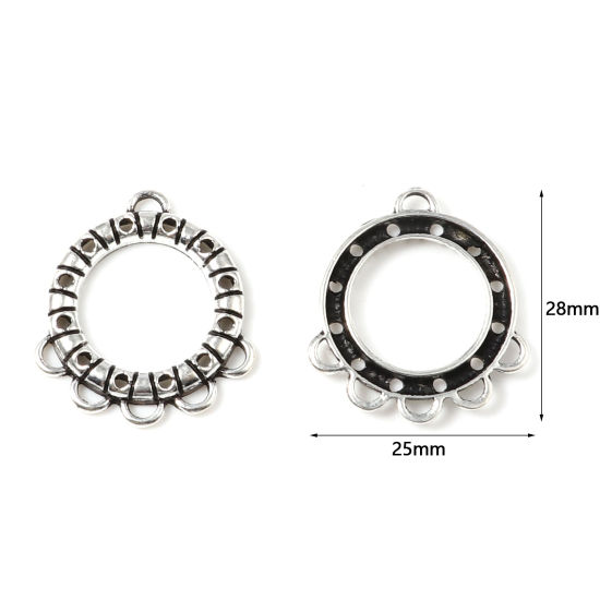Picture of Zinc Based Alloy Connectors Circle Ring Antique Silver Color Circle 28mm x 25mm, 10 PCs