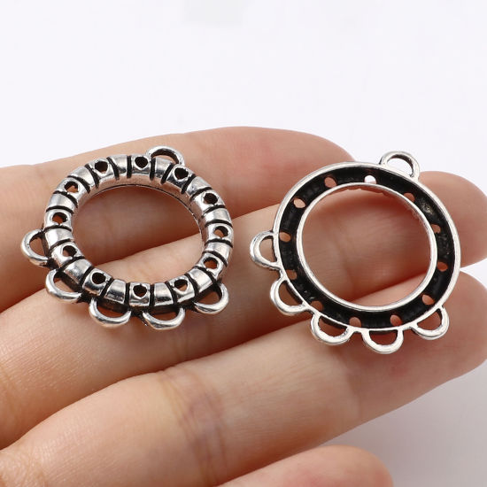Picture of Zinc Based Alloy Connectors Circle Ring Antique Silver Color Circle 28mm x 25mm, 10 PCs