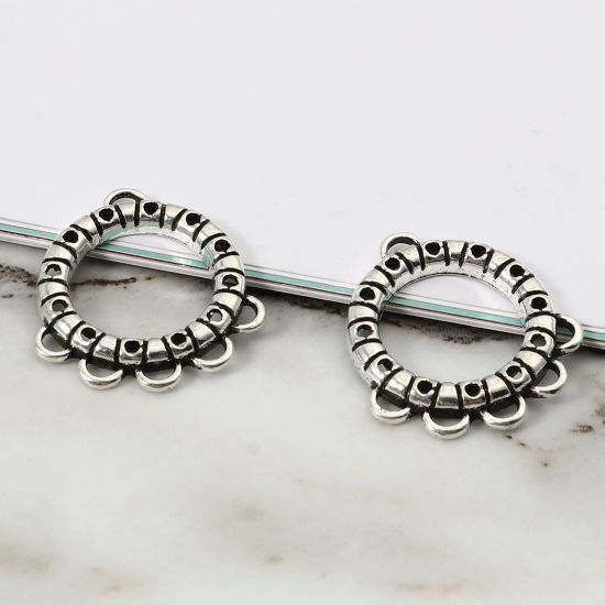 Picture of Zinc Based Alloy Connectors Circle Ring Antique Silver Color Circle 28mm x 25mm, 10 PCs