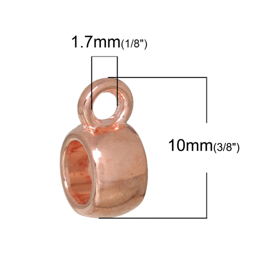 Picture of Zinc Based Alloy Bail Beads Round Rose Gold 10mm x 7mm, 100 PCs