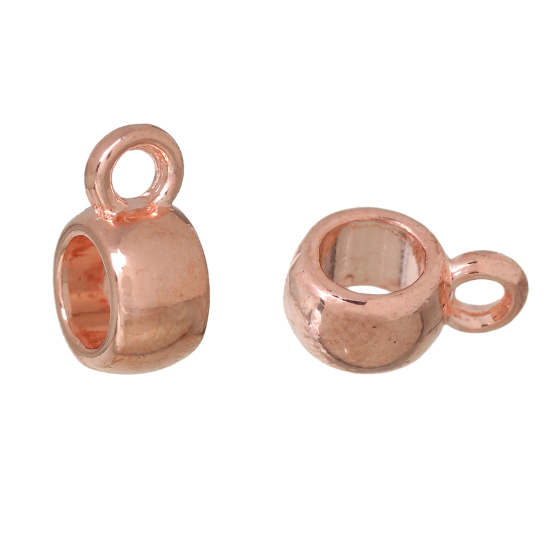 Picture of Zinc Based Alloy Bail Beads Round Rose Gold 10mm x 7mm, 100 PCs