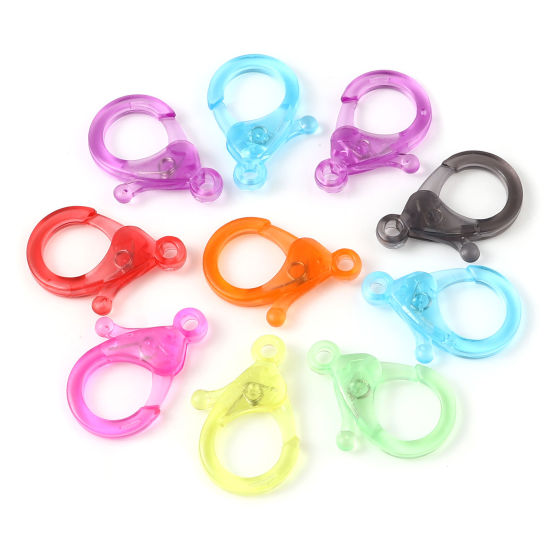 ABS アクセサリーパーツ・金具 カニカン ランダムな色 透明 30mm x 21mm、 30 個 の画像