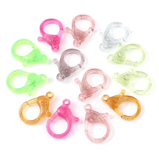 ABS アクセサリーパーツ・金具 カニカン ランダムな色 きらめき 25mm x 18mm、 30 個 の画像