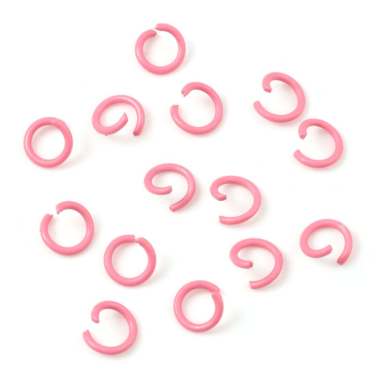 200 個 8mm 直径、 1.2mm（17号） 合金 丸カン 丸カン ピンク 円形 ペインティング の画像