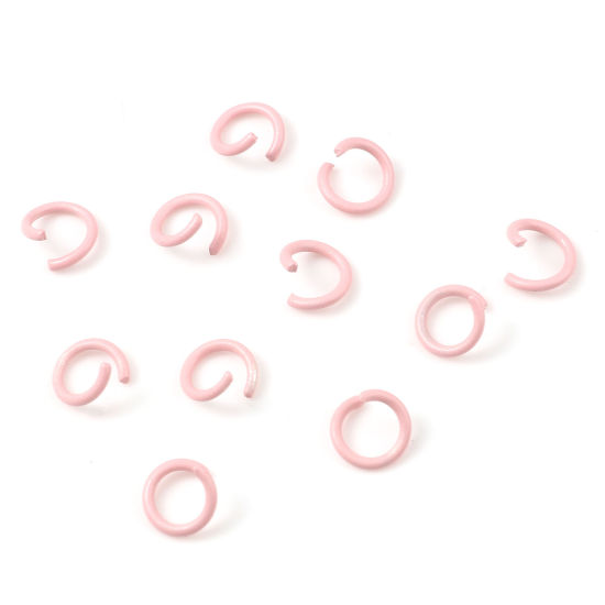 200 個 8mm 直径、 1.2mm（17号） 合金 丸カン 丸カン 薄ピンク 円形 ペインティング の画像