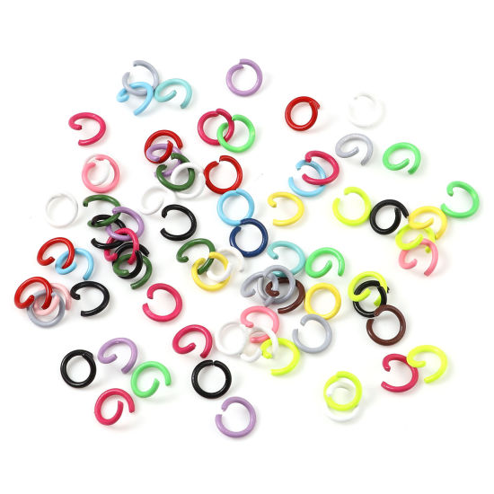 200 個 8mm 直径、 1.2mm（17号） 合金 丸カン 丸カン ランダムミックスカラー 円形 ペインティング の画像