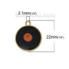 Picture of Zinc Based Alloy Charms Round Disc Matt Gold At Random Mixed Enamel Evil Eye Pattern 22mm( 7/8") x 19mm( 6/8"), 5 PCs