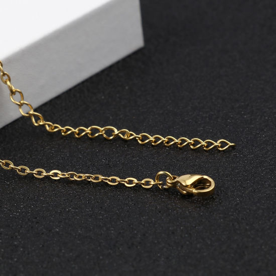 Picture of 1 Piece Stainless Steel Customized Name Necklace Personalized Letter Charm Pendant Gold Plated 45cm(17.7") long