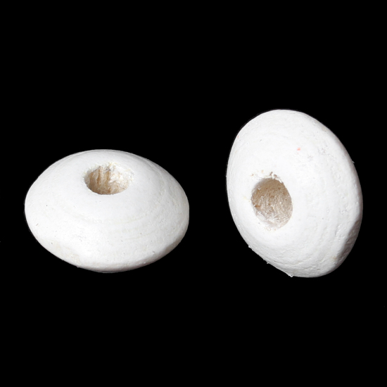 ひのき スペーサ ビーズ 算盤 白 約 10mm x 5mm、 穴：約 2.6mm、 500 個 の画像