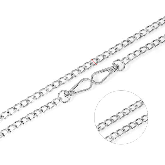 Image de Chaîne de Sac à Main en Alliage de Fer Argent Mat 120cm long, 1 Pièce