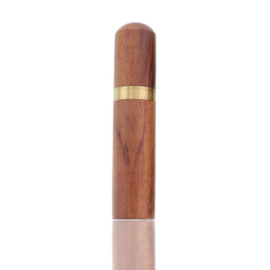 Image de Boîte de Stockage Aiguille en Bois de Poirier Naturel Colonne Café Clair 8.5cm x 1.8cm, 1 Pièce