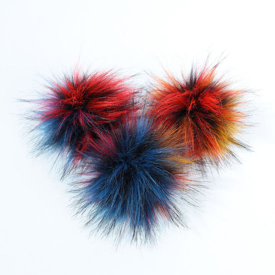 Image de Pompon en Peluche avec Bouton Pression Multicolore Rond 15cm Dia., 1 Pièce