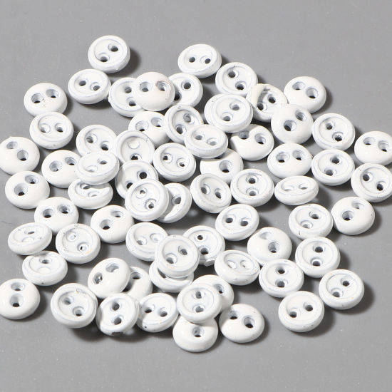 亜鉛合金 縫製ボタン 2つ穴 白 円形 3mm 50 個 の画像